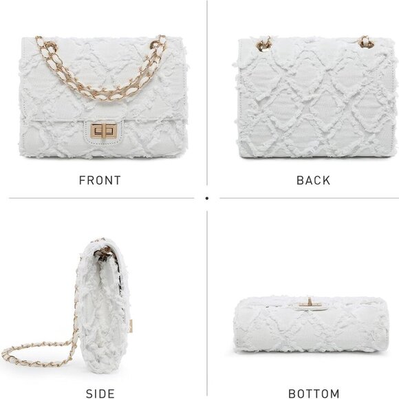 MKP Women Small Shoulder Bags Quilted Crossbody Distressed Jean Denim Purse Even - Picture 5 of 6